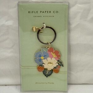 Rifle Paper Co. Strawberry Fields Enamel Keychain - Red, Blue, Yellow